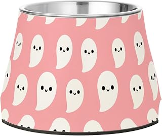 Ghost Halloween Pet Bowl Elevated Dog Bowls with Stainless Steel, Raised Dog Bowl for Comfortable Feeding and Easy Cleaning, for Pets.23301086