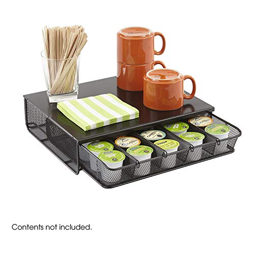 Safco Coffee and Sugar Organizer 3274BL Hospitality Tray, Home, Office, & Hotel, 1 Drawer, Black, 12"W x 11"D x 3 ¼"H by Safco - Image 3