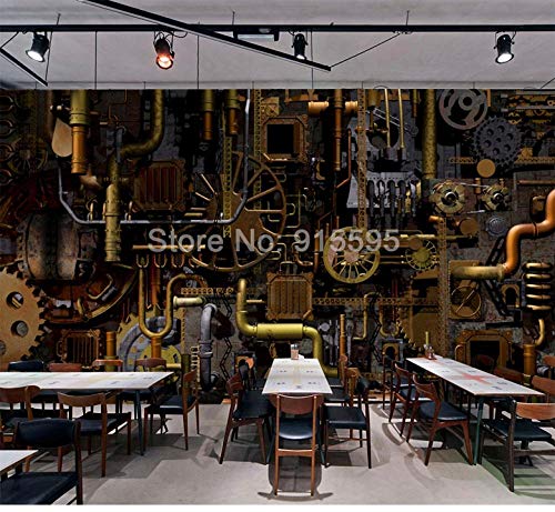 Peinture murale 3D pour bar et café déco rétro industrielle