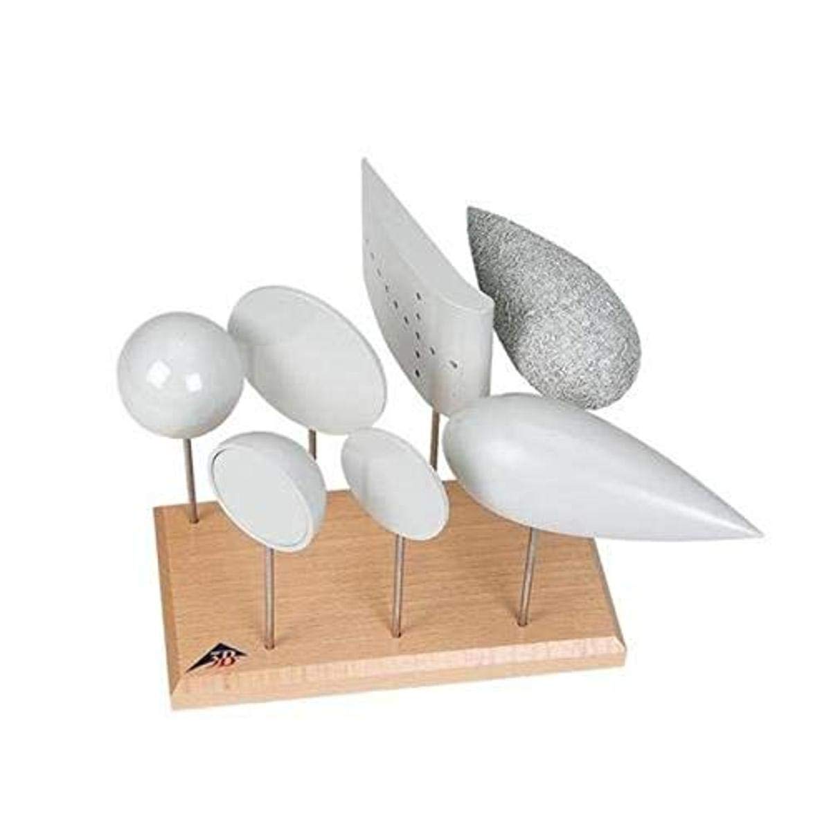 3B Scientific U8404260 7 Piece Aerodynamics Bodies Set, For Air Resistance and Buoyancy Experiments Model