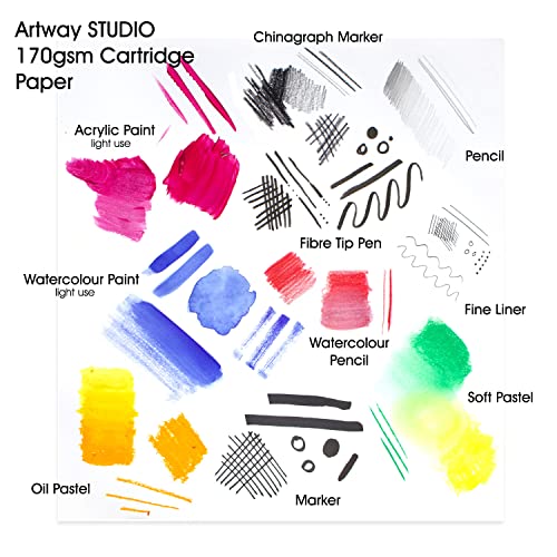 Artway Studio - Acid Free A3 Cartridge Paper For Drawing - Ideal For Dry Art Applications - 170Gsm - A3 (200 Sheets) #TOP4