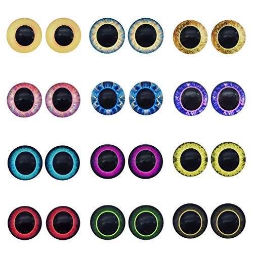 Julie Wang 10 Paar 25mm Eule Vogel Glasaugen für Kunstpuppen Skulpturen Requisiten Masken Fursuits Schmuckherstellung Präparatoren Flatback Cover