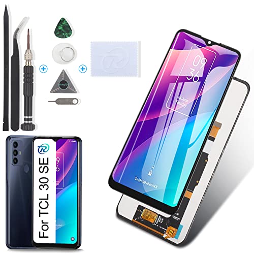 RongZy Pantalla para TCL 30 SE Táctil LCD de Repuesto Ensamblaje Digitalizador Reemplazo para TCL 30SE con Herramientas de Reparación(Negro)
