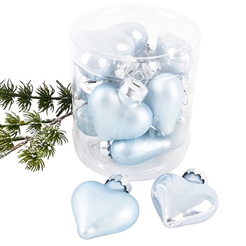 Dadeldo Living & Lifestyle Weihnachtskugel Herz Premium 10er Set Glas 5x4x2cm Xmas Baumschmuck (Blau) Cover