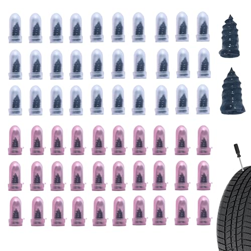 Bawkars 60 PCS Tire Repair Rubber Nail, Vacuum Tire Repair Kits Spiral Rubber Screws, Fast Self-Service Tool for Car, Truck, Motorcycle, Tractor Tire Puncture Repair (Black)