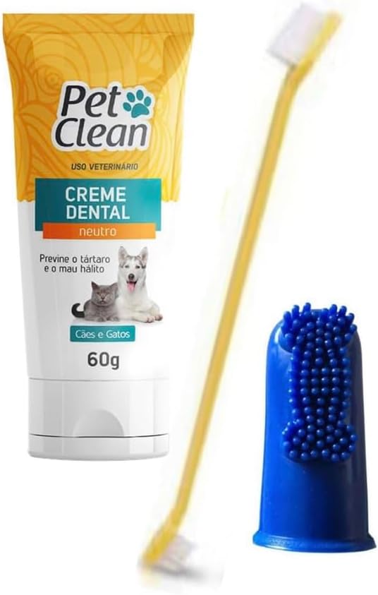 Kit Escova de Dente cabo longo Dedeira e Creme Dental Neutro Pet ...