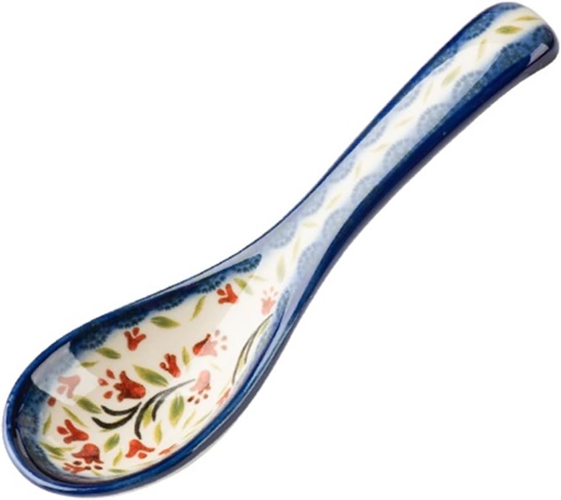 Soup Spoon Colorful Ceramic Small 2 Pieces Creative Retro Dessert Household Kitchen Tableware Porcelain Ice Cream Scoop(E)