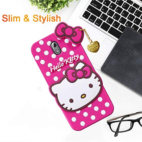 Image of Unirock Hello Kitty Back Case Cover for Asus Zenfone Max Pro M1| 3D Cute Hello Kitty Case |Soft Silicone Rubber Back Cover with Pendant Kitty Cover for Asus Zenfone Max Pro M1 (Pink)