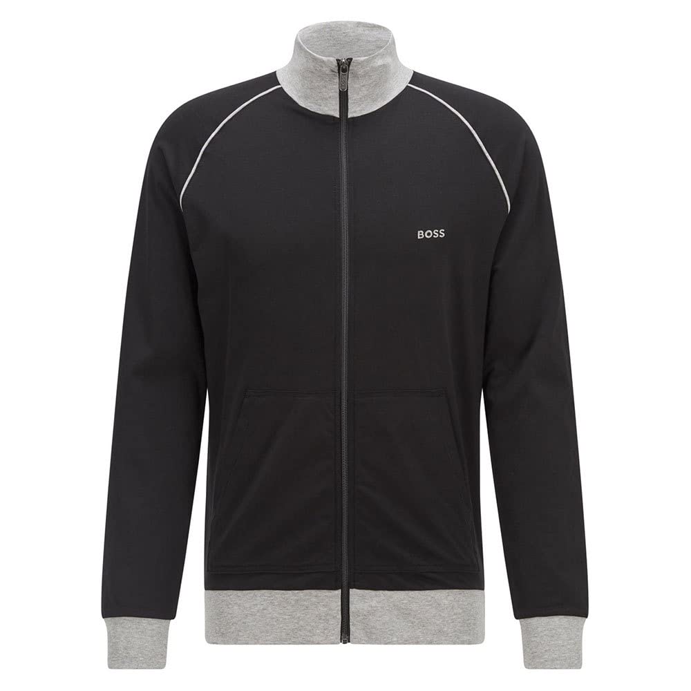 BOSS Mens Mix&Match Jacket Z Stretch-Cotton Jacket with Piping and Logo, Black, S