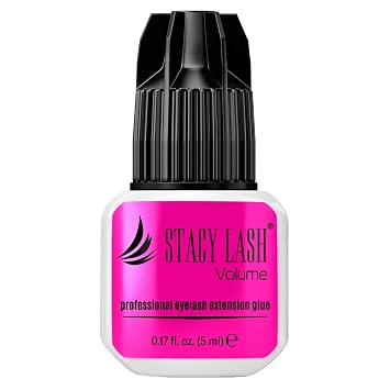 STACY LASH Volume Eyelash Extension Glue 0.17fl.oz/5ml/3-4 Sec Drying Time/Retention 6 Weeks/Black Adhesive/Pegamento de Pestanas/Lash Tech Supplies