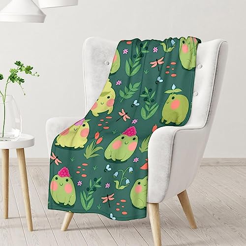Mercuryelf Frog Throw Blanket - Soft, Fuzzy & Warm - 30x40 Inches Small Blankets for Lap, Crib - Dark Green Cute Throws Gift for Baby