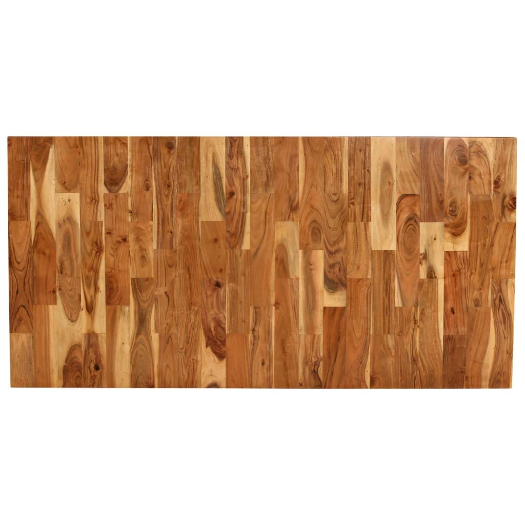 Tavolo da pranzo in legno massiccio di acacia e mango, 180 x 90 x 76 cm, grande tavolo da cucina in legno massiccio dal design industriale con gambe in acciaio, realizzato a mano, per sala