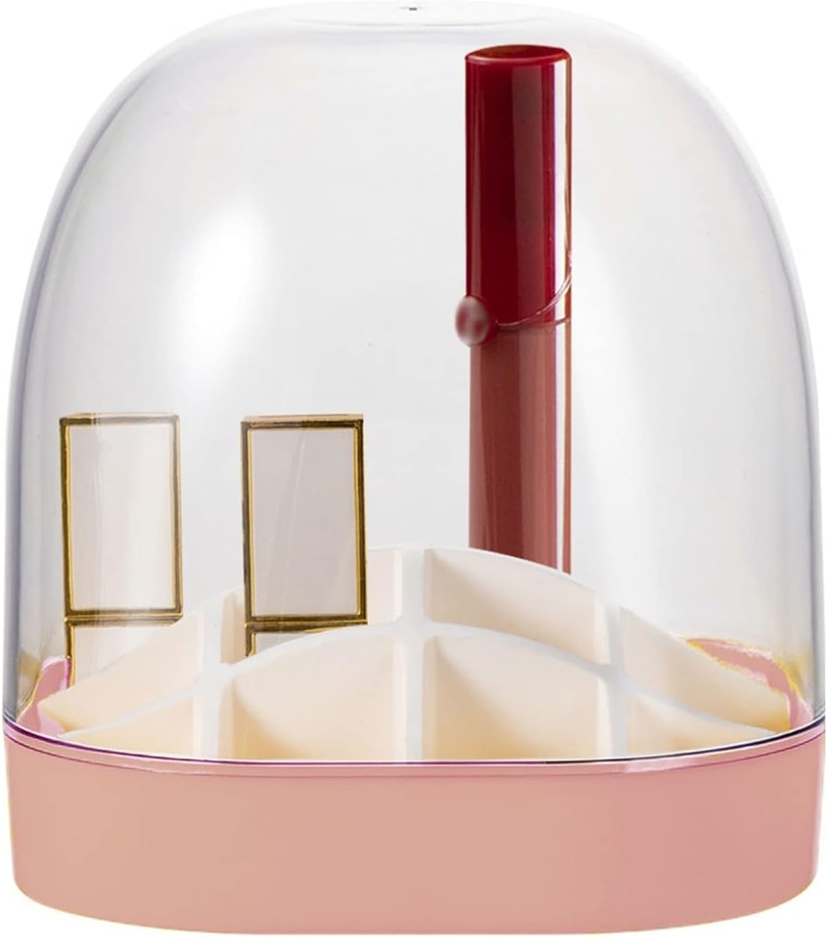 Jewelry Box Lipstick Storage Box Desktop Multi Layer Lattice Lipstick Rack Finishing Display Rack Transparent Dressing Table Storage Box with Lid Jewelry case(Color:A)