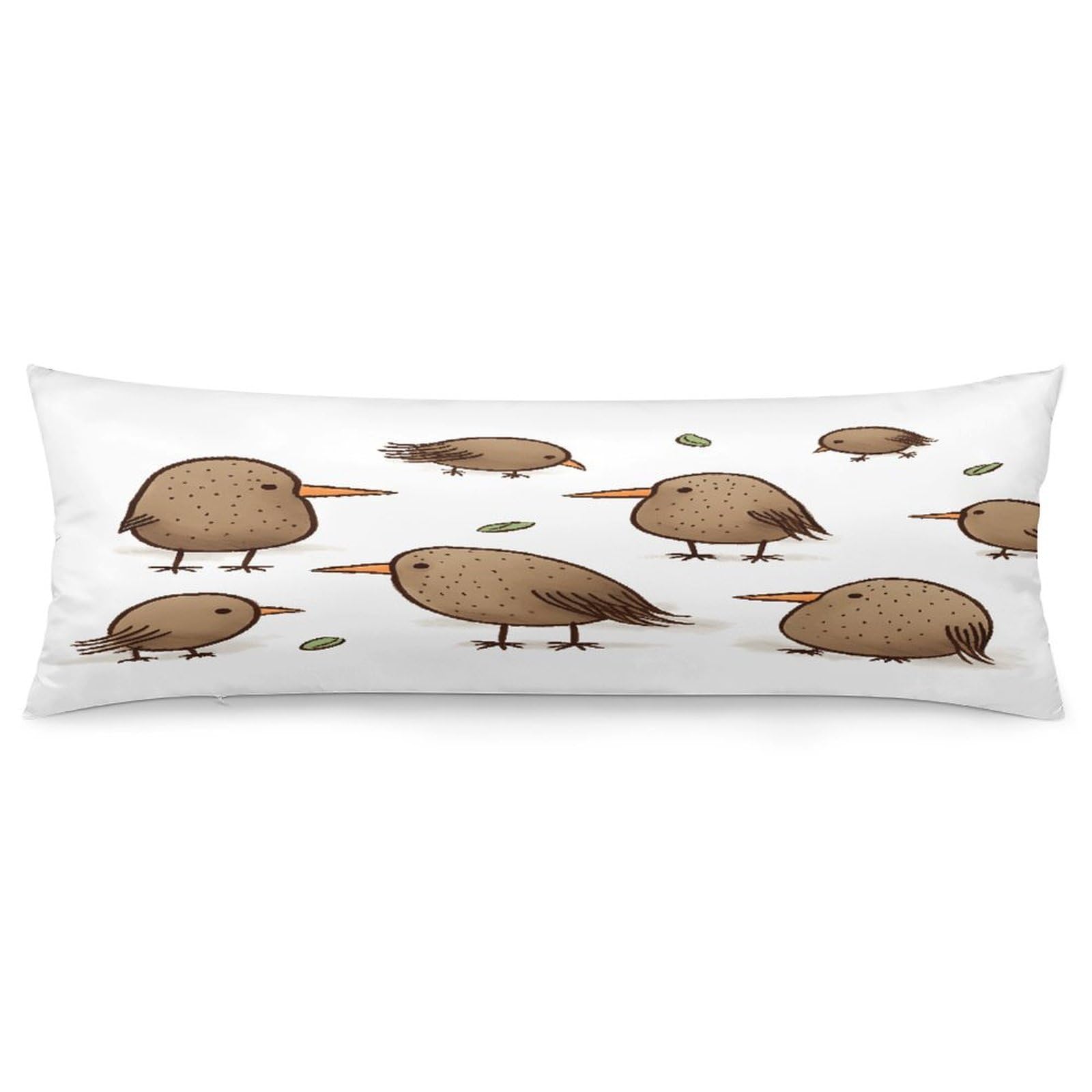 Kiwi Birds Cute Pillowcase Basics Body Pillow Pillowcase with Zipper Retro Pillows Protector Long Pillow Case Cover for Hot Sleepers and Night Sweats