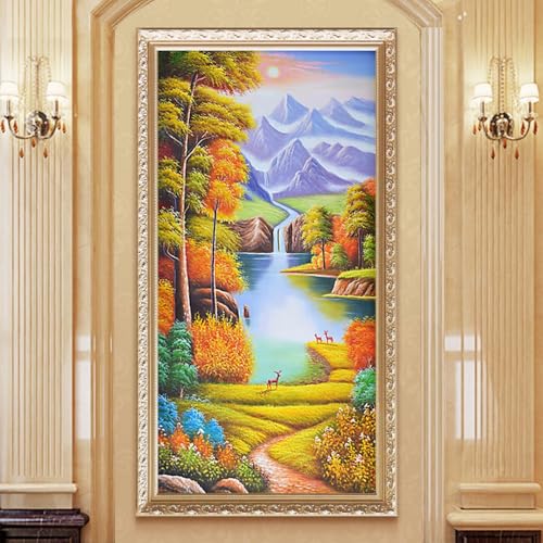 Diamante pintura completo kit de arte y manualidades 5D: paisaje de montaña cuadrado de 30x60cm