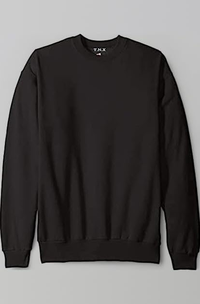 Mens Cotton Round Neck Sweatshirt with 2 Side Pockets