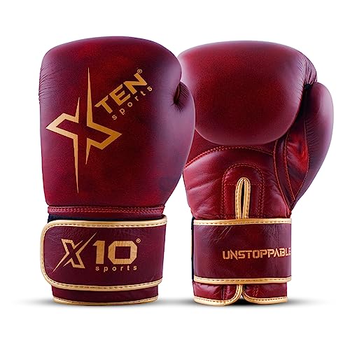 XTEN Boxing Gloves Perfect for Sparring to boost boxing training on Boxing bag Pro gym gloves Cow Hide Leather ventilated boxing gloves women men pair to punch on punch bag (8 OZ