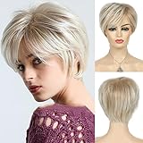 Baruisi Short Blonde Pixie Wig for Women: Heat Resistant Synthetic Fiber, Layered Natural Wig with Bangs, Average Size