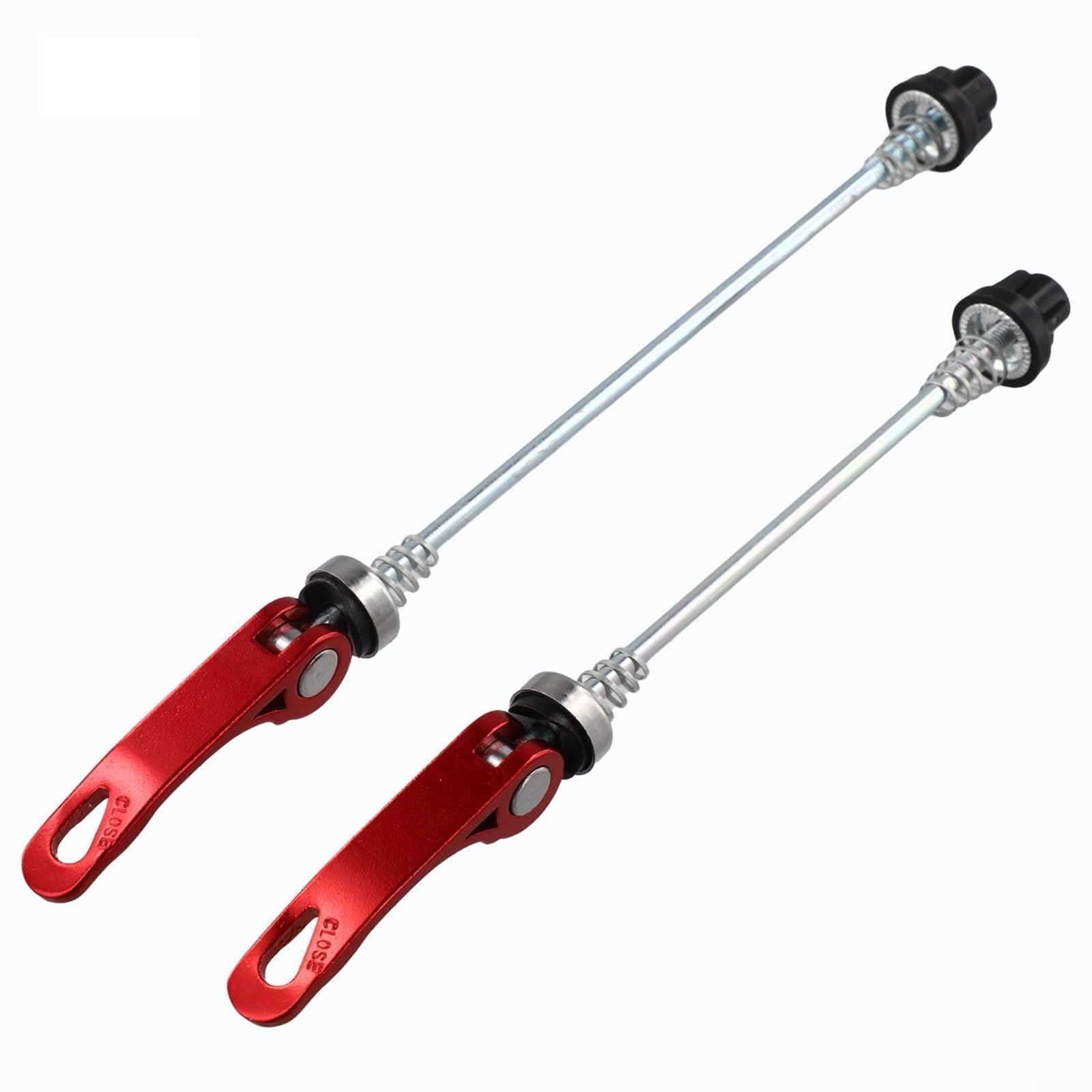 Trurovem Mountain Bike Quick Release Skewer Set, Lightweight Aluminium Alloy Front and Rear Wheel Axle Replacement for MTB, CNC Machined Steel Core with PVC Gasket, Red(red)