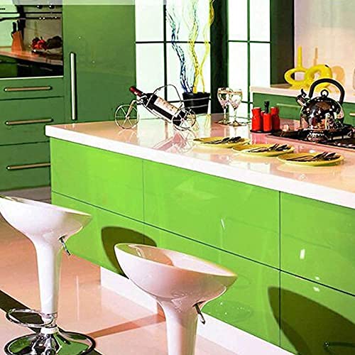 Image of WALLMATE Lime Green Peel and Stick Wallpaper Self-Adhesive Removable Thicken Waterproof Wallpaper for Kitchen Countertop Cabinet (1 Feet by 4 Feet, GlossyParrot Green Wallpaper)