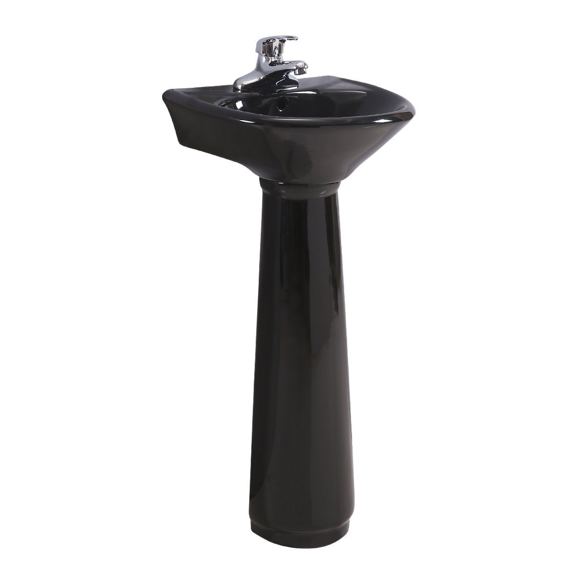 Évier sur pied en porcelaine vitreuse Ondine noir au design épuré