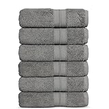 Towel Bazaar Soft & Absorbent Premium Cotton Turkish Towels (Gray, 6-Piece Hand Towels)