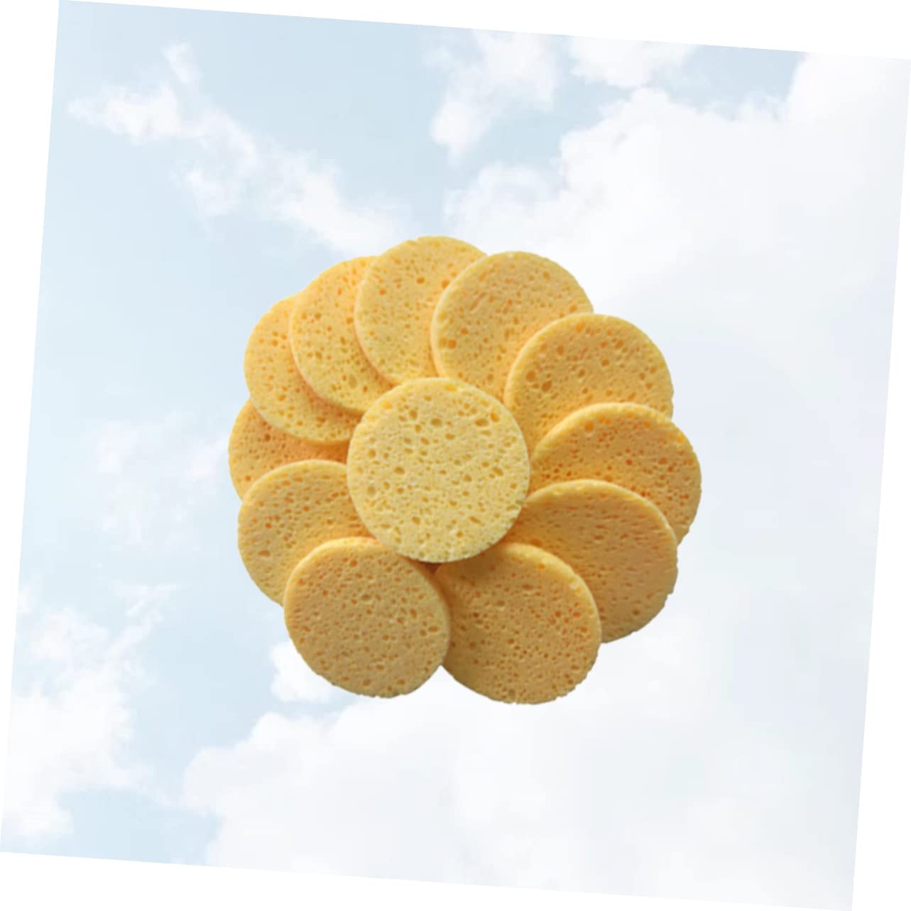 Didiseaon 60pezzi Spugnette Per Rimozione Makeup Cotone Puff Per Pulizia Viso Spugne Morbide Per Esfoliazione e Detersione Colore Naturale Rotondo