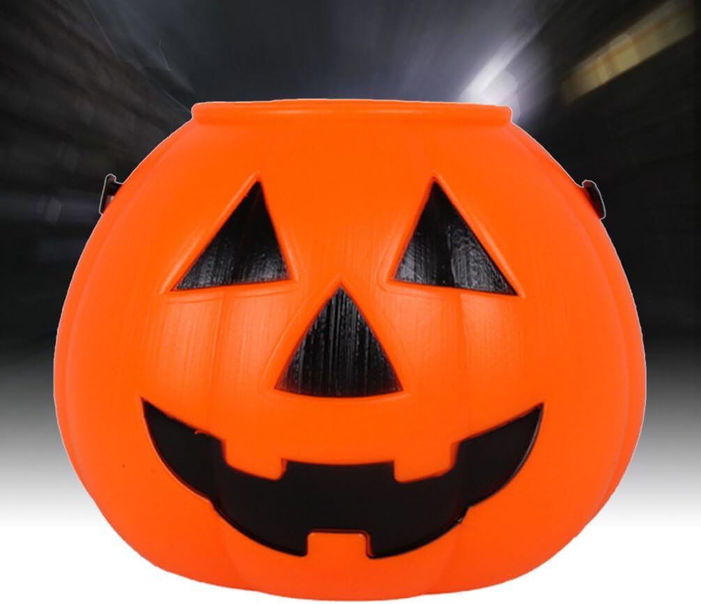 Halloween Pumpkin Bucket Portable Candy Holder 7X7X3 Inches Creative Pumpkin Lamp for Trick or Treat Party Supplies