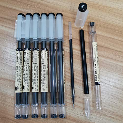 Black Gel Ink Rollerball Pens 0.35Mm Extra Fine Gel Pens For Writing Journaling Drawing Art Students, Japanese Style School Office Stationery Supply (12 Pieces) #TOP2