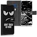 Produktbild kwmobile Hülle kompatibel mit Samsung Galaxy A70 - Kunstleder Wallet Case mit Kartenfächern Stand Don't Touch My Phone Weiß Schwarz