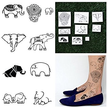 Elephants Temporary Tattoo Pack (Set of 18)