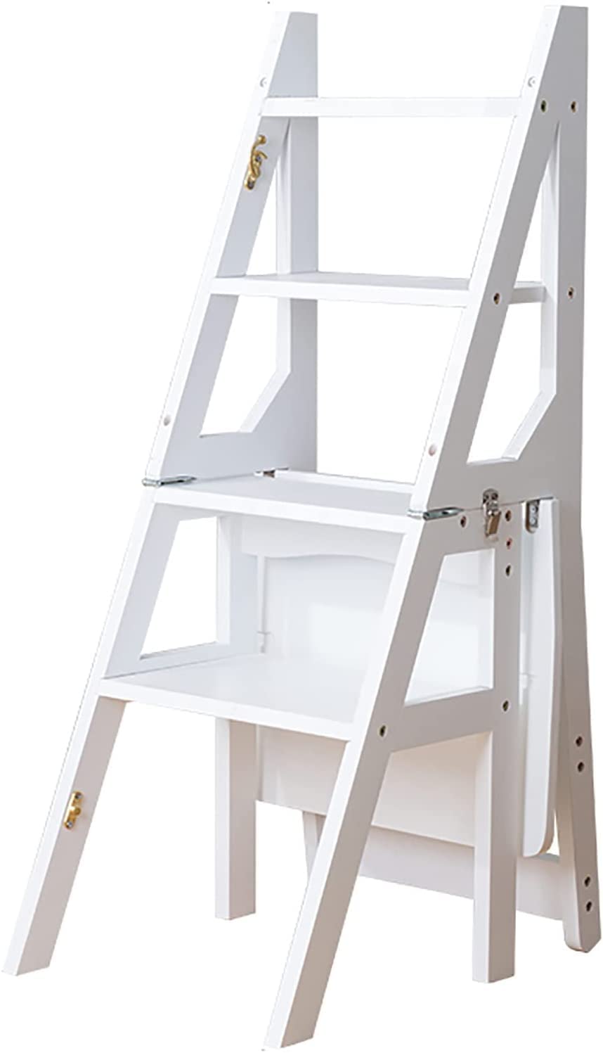 Bibliothèque Escabeau Pliable Tabouret Décoratifs Étagère Pour Accueil Cuisine Placards Meubles, Woodrow Échelle Portable ( Color : Blanc , Size : 35x46x88.5cm )