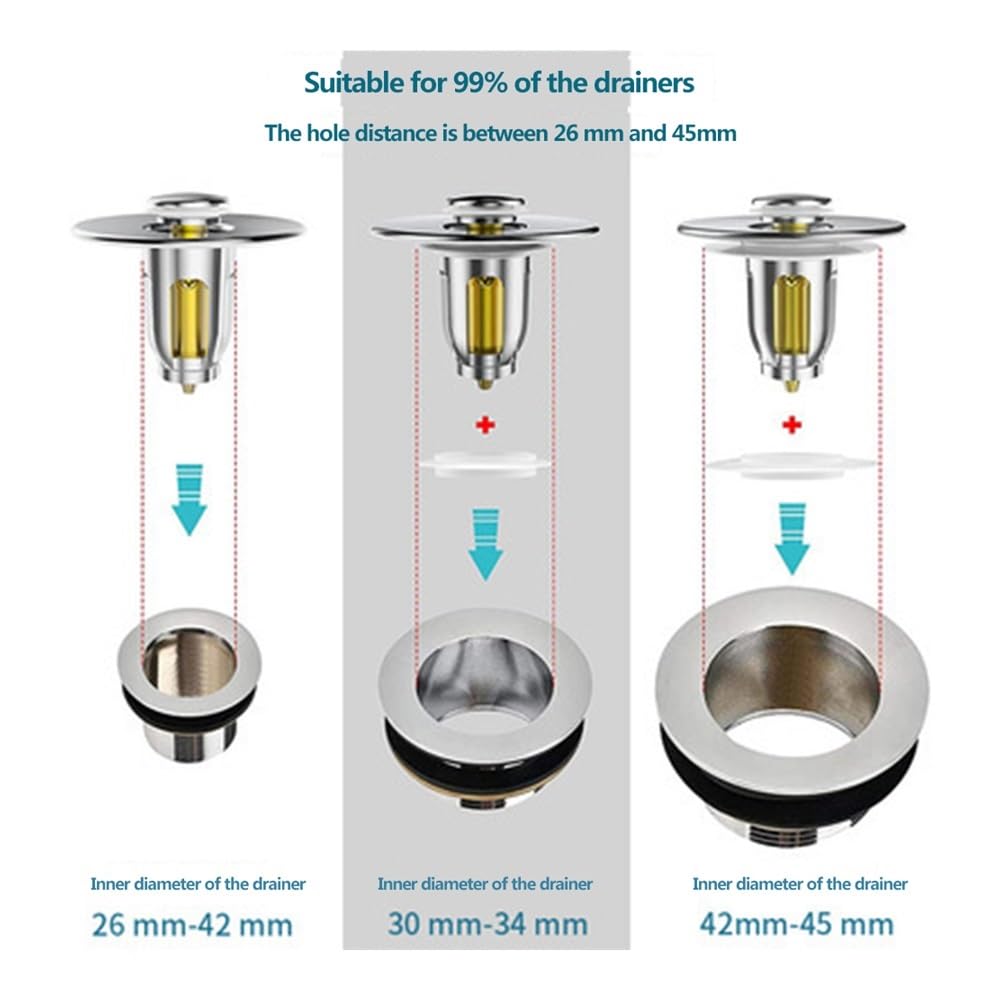 Pop-Up-Ablauffilter für Waschbecken, für Badezimmer, Dusche, Waschbecken, Haare, Spüle, Küche, Badewannenstopfen (4 Stück)