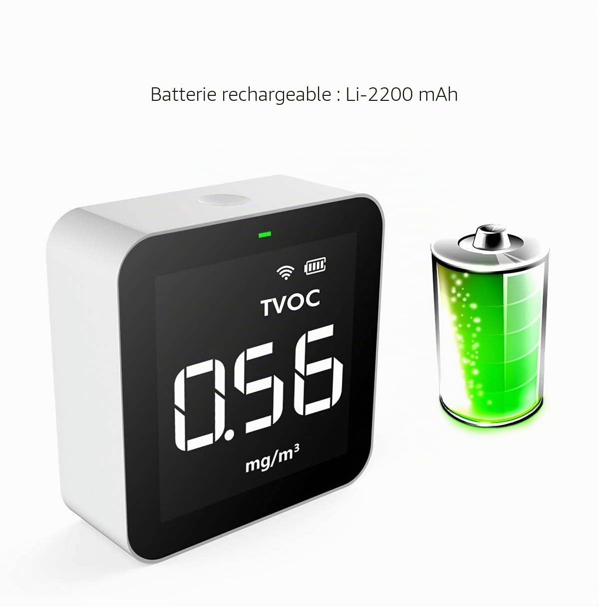 Temtop M10i Détecteur de Qualité de l'air pour PM2,5 HCHO TVOC AQI, Appareil Mesurant de Qualité Air Intérieur Portable Intelligent avec APP