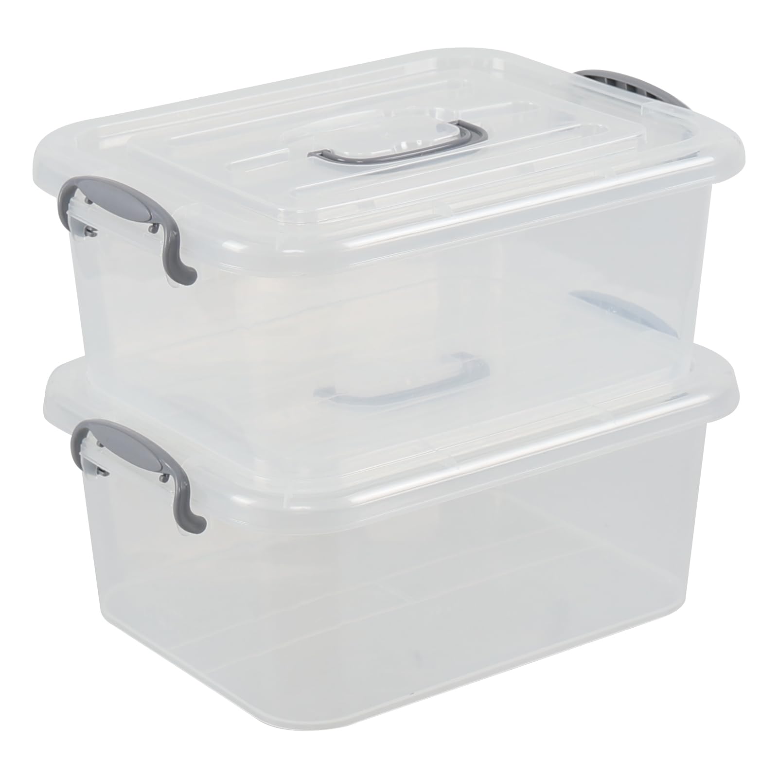 Boîte de rangement en plastique rigide 8L avec couvercle hermétique lot de 2