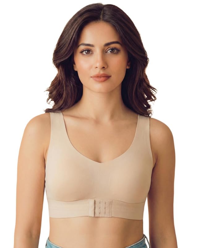 tweens Cotton Non-Padded Bonded Gym Bra for Women | Crisscross Back Support | Full Coverage Wire-Free for Workouts | Hidden Concealer | No Elastic Move Freely | Breathable Cotton | Pack of 1 |-picture-11