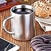 ELIXIR GLASSWARE Stainless Steel Coffee Mug with Lid Set of 2-14 oz - Leak Proof with Double Wall Insulated Coffee Mug with Handle & Lid - Travel Mug - Double Walled Coffee Cup