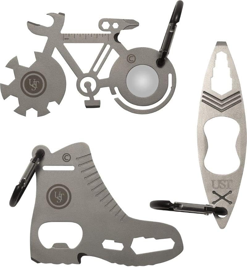 ust Tool-a-Long Mosquetón Clip Multiherramienta con una colección temática de herramientas compactas de acero inoxidable (viajes, caminata,