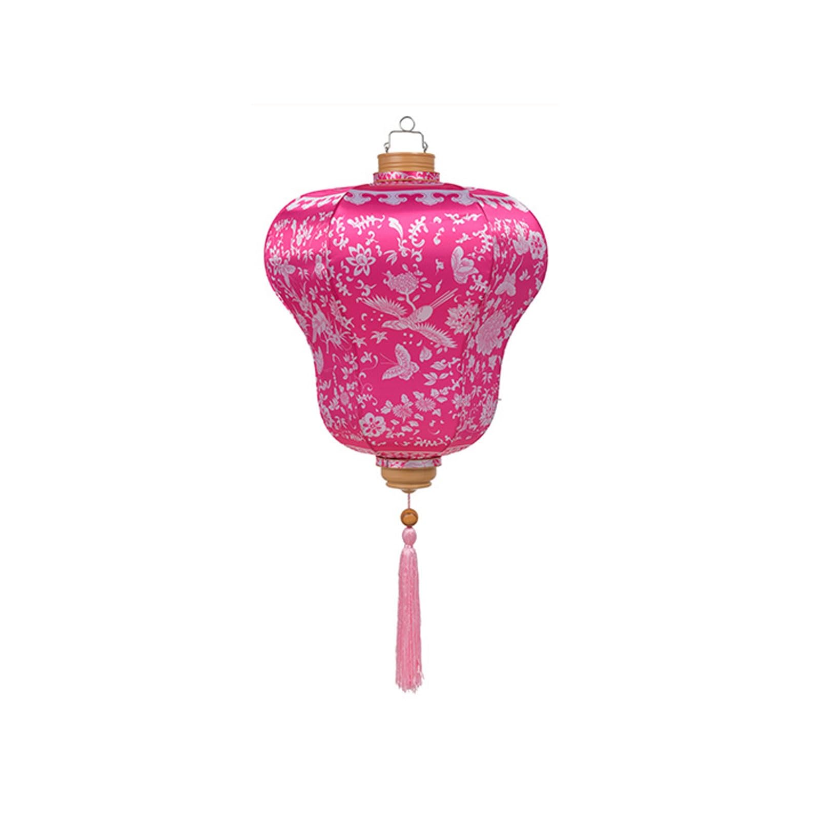 Asian Lantern, Chinese Traditional Silk Lantern Oriental Hanging Palace with Tassel for Home Outdoor Garden Party Decoration(Rose Red)