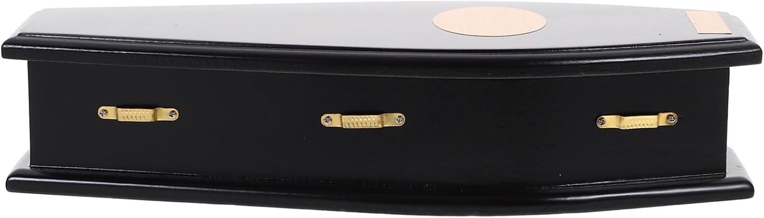 MAGICLULU 1Pcs Black Coffin Decor Halloween Prop Wood Coffin Ring Box for Halloween Coffin Candy Box Spooky for Party