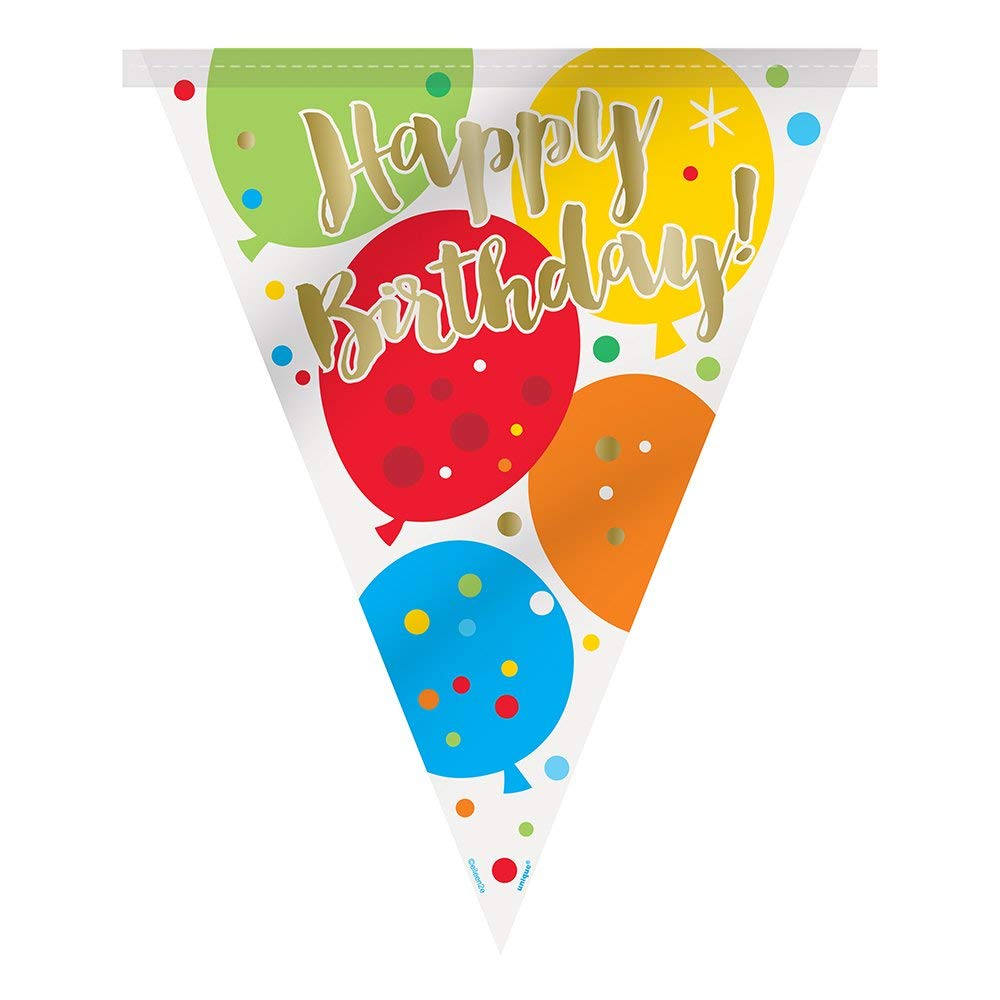 Glitzy Gold Birthday Flag Banner - 12 ft - Eye-Catching & Unique Design - Perfect for Memorable Milestones & Parties
