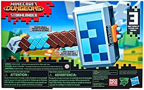 Nerf Minecraft Stormlander Dart-Blasting Hammer, Fires 3 Darts, Includes 3 Nerf Elite Darts, Pull-Back Priming Handle
