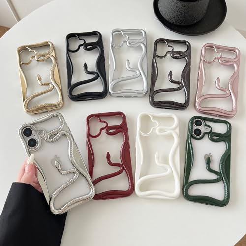 FLIRACON Cute Cool Hollow Solid Color 3D Snake Heat Dissipation Soft Phone Case Compatible with iPhone Case(Silver,for iPhone 17) by FLIRACON - Used condition - Image 2