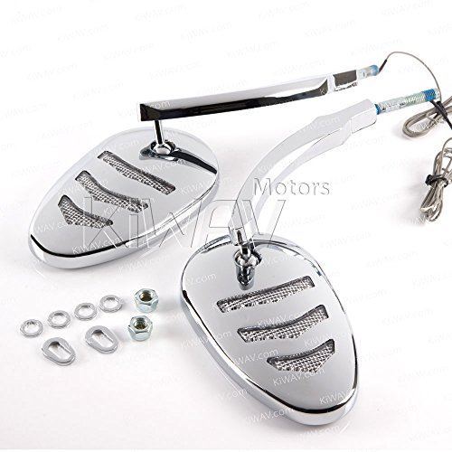 KiWAV Arrow LED Chrome Mirrors Aluminum 5/16 Inch -24 compatible for Harley-Davidson Motorcycle - Thumbnail 5