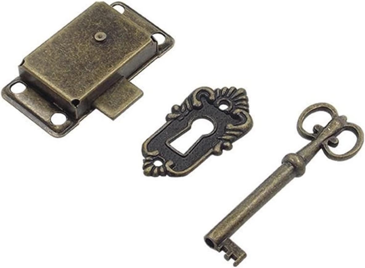 Durable Portable Vintage Antique Style Iron Lock Key for Drawer Cabinet Door Cupboard Wardrobe 1Pcs(B)