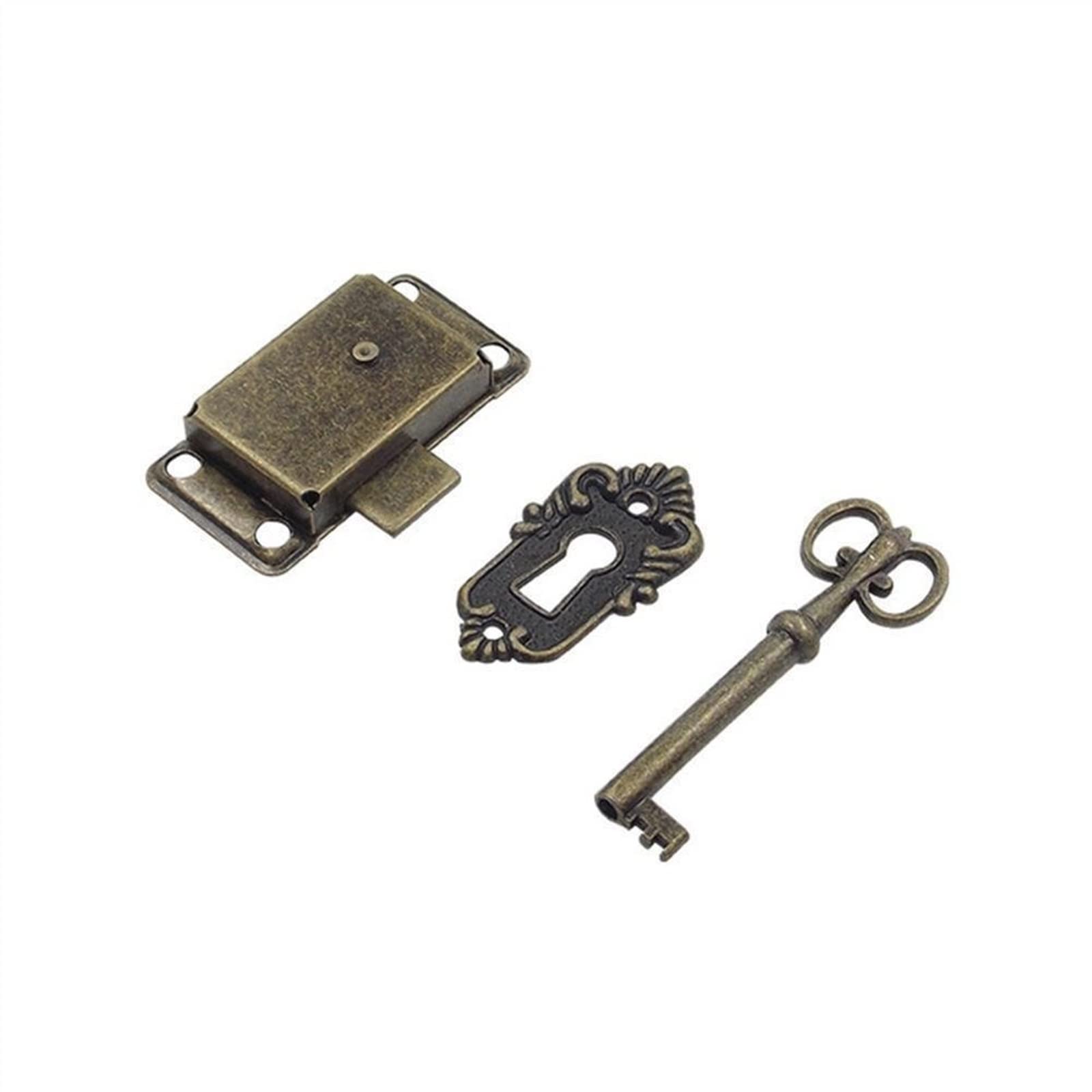 Llave de bloqueo antigua para cajón y puerta de armario de madera vintage