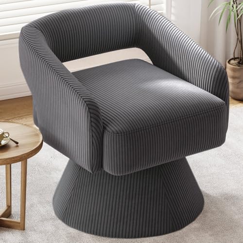 LINSY Swivel Barrel Chair, 360 Modern Swivel Accent Chair Boucle