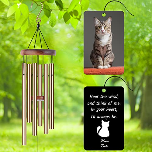 Image of Personalized Custom Wind Chimes Memorial Gift for Loss of Loved One Mother Dad Mom Dog Pets Customized Outdoor Sympathy Wind Chimes with Photo Text