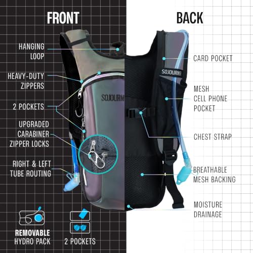 Image of Sojourner Rave Hydration Pack - Hydration Backpack - Hydropack with 2L Bladder - Water Backpack for Festivals, Hiking, Running, Biking and More