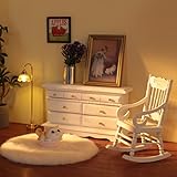 Minamzee 3Pcs 1:12 Dollhouse Side Cabinet Furniture Set, Wooden Miniature Wall Chest Cabinet with Drawers, Art Painting & Potted Plant, Cupboard Doll Accessories for Living Room,Kitchen Bedroom - Image 5